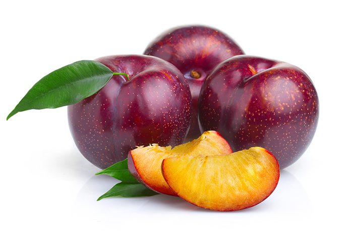 Plums isolated on white background with clipping path